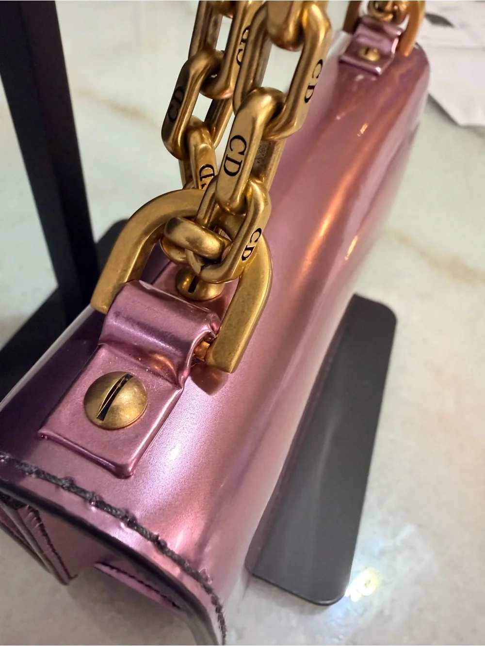 Dior Metallic Pink J'Adior Mini Shoulder Bag with Gold Hardware - Picture 10 of 12